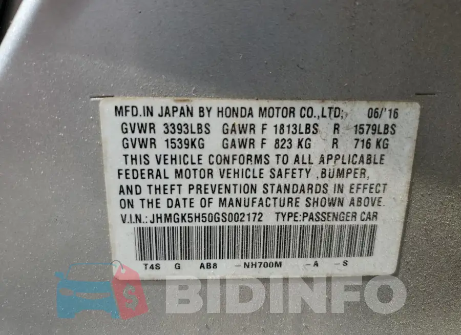 JHMGK5H50GS002172 Photo# 12