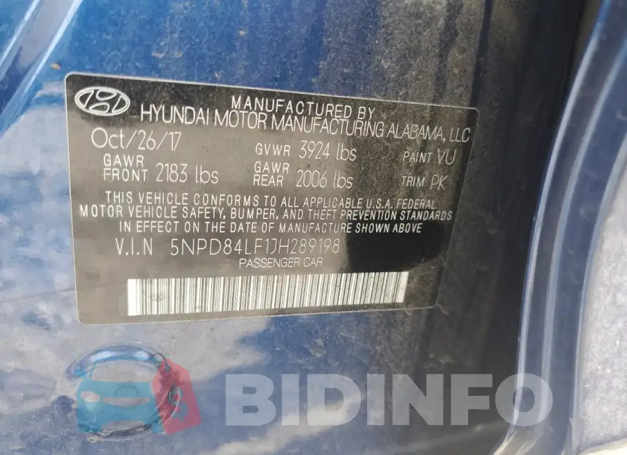 5NPD84LF1JH289198 Photo# 12