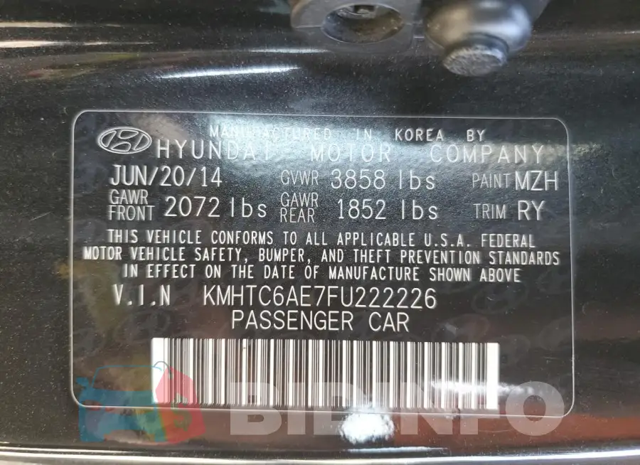 KMHTC6AE7FU222226 Photo# 12