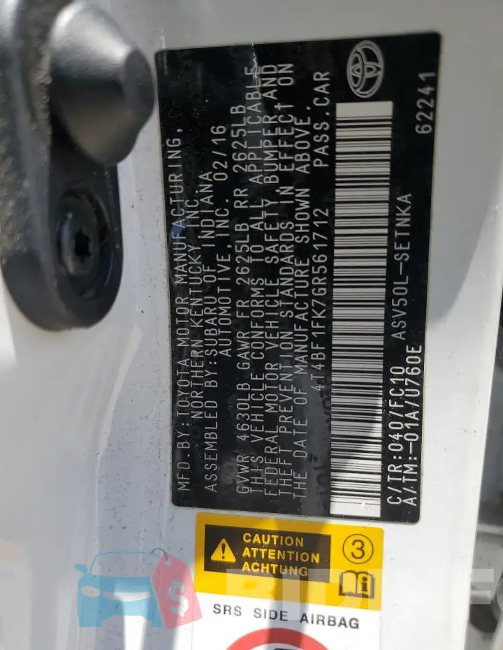 4T4BF1FK7GR561712 Photo# 12