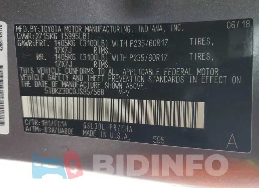 5TDKZ3DC0JS957568 Photo# 13