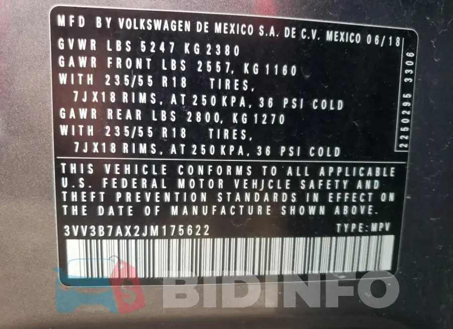 3VV3B7AX2JM175622 Photo# 12