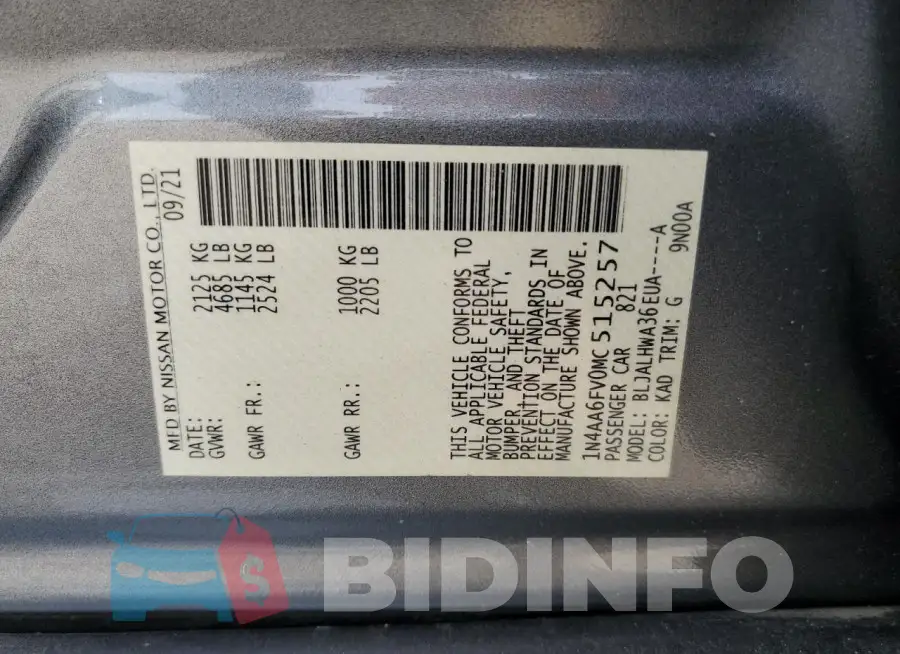 1N4AA6FV0MC515257 Photo# 12
