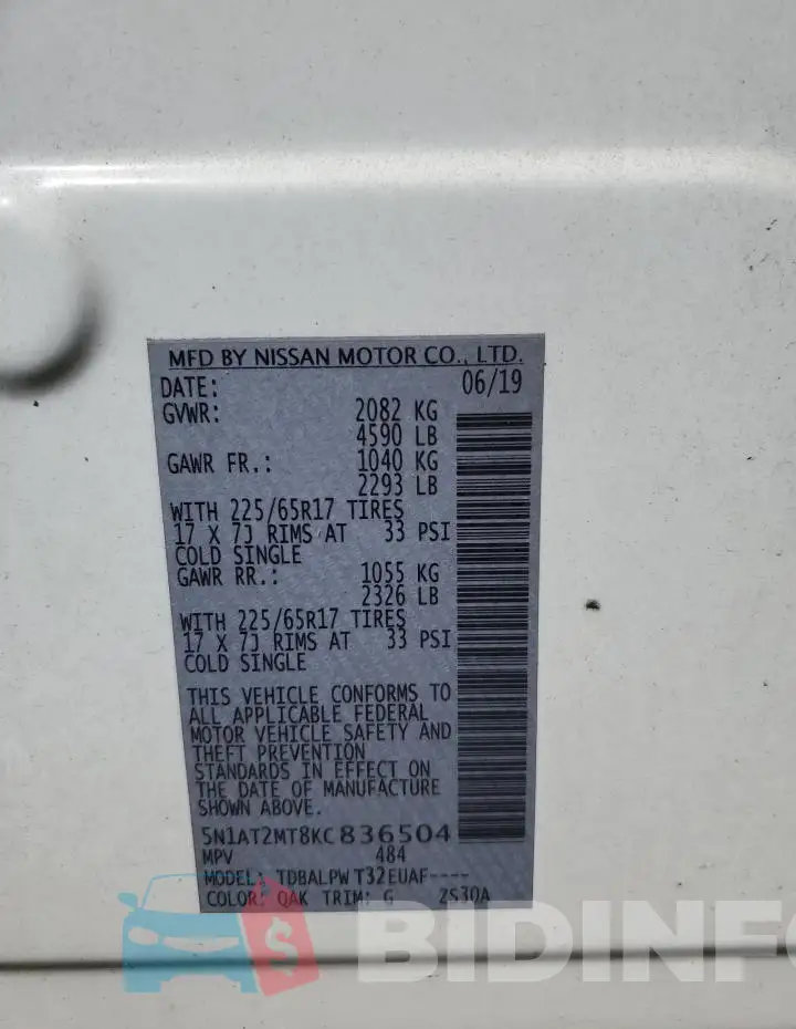 5N1AT2MT8KC836504 Photo# 13