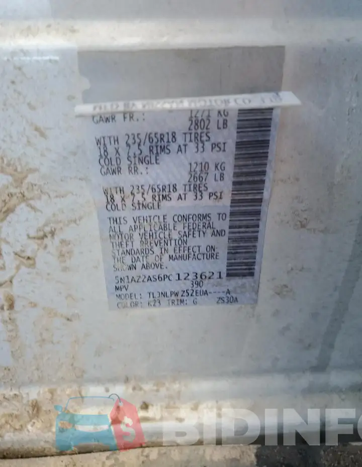 5N1AZ2AS6PC123621 Photo# 13