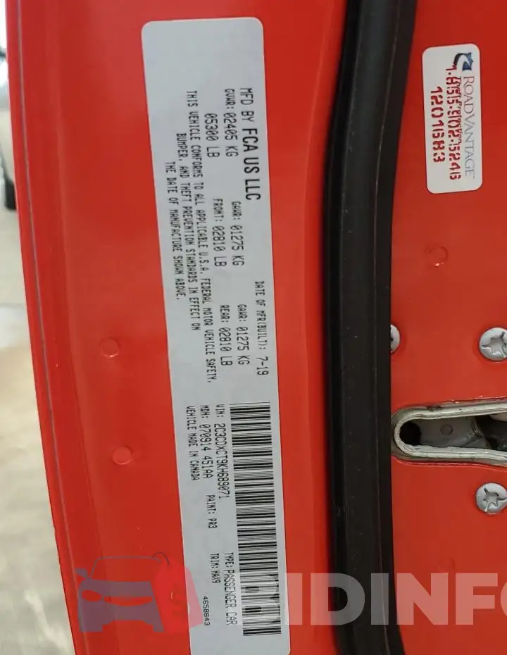 2C3CDXCT9KH689071 Photo# 13