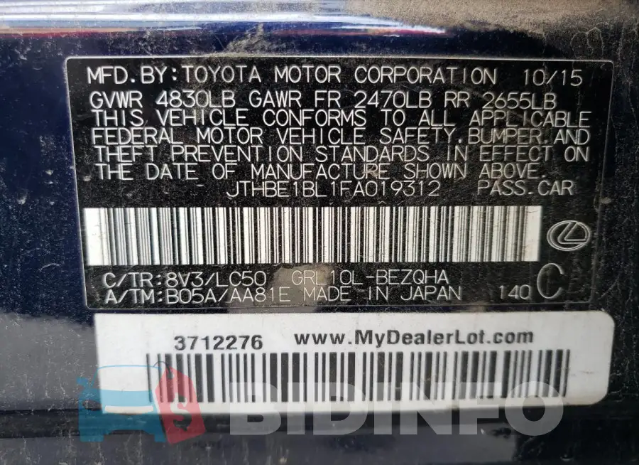 JTHBE1BL1FA019312 Photo# 13