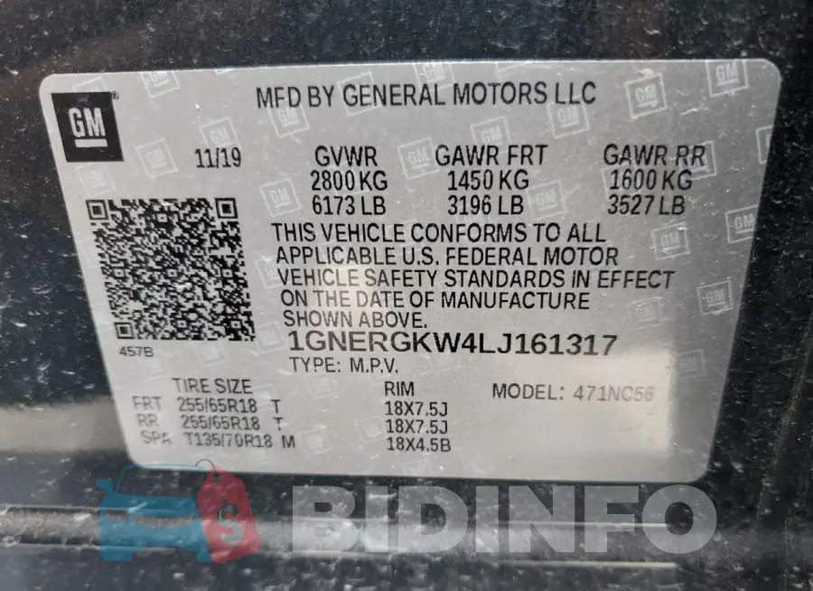 1GNERGKW4LJ161317 Photo# 12
