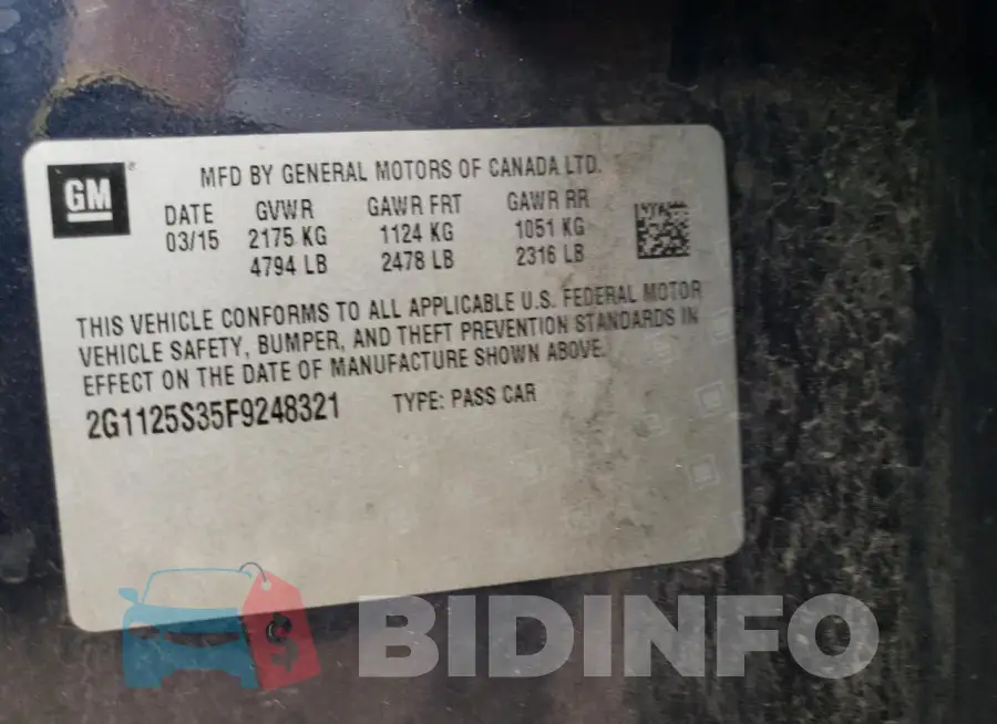 2G1125S35F9248321 Photo# 12