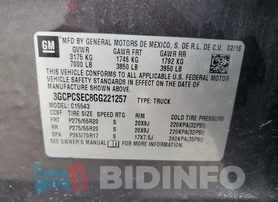 3GCPCSEC8GG221257 Photo# 12