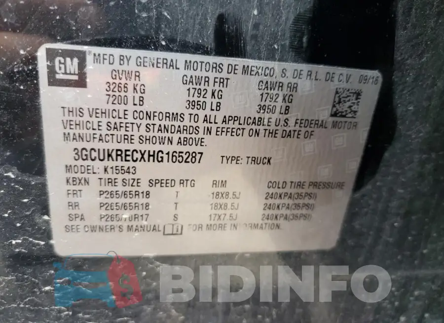 3GCUKRECXHG165287 Photo# 12