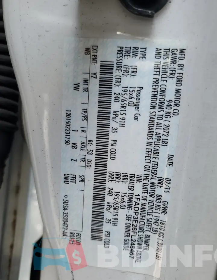1FADP3E26FL248467 Photo# 12