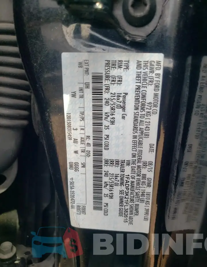 1FADP3K21FL382615 Photo# 13