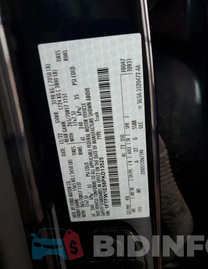 1FTFW1E58PKD13525 Photo# 12