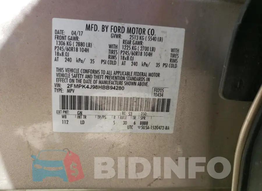 2FMPK4J98HBB94280 Photo# 13