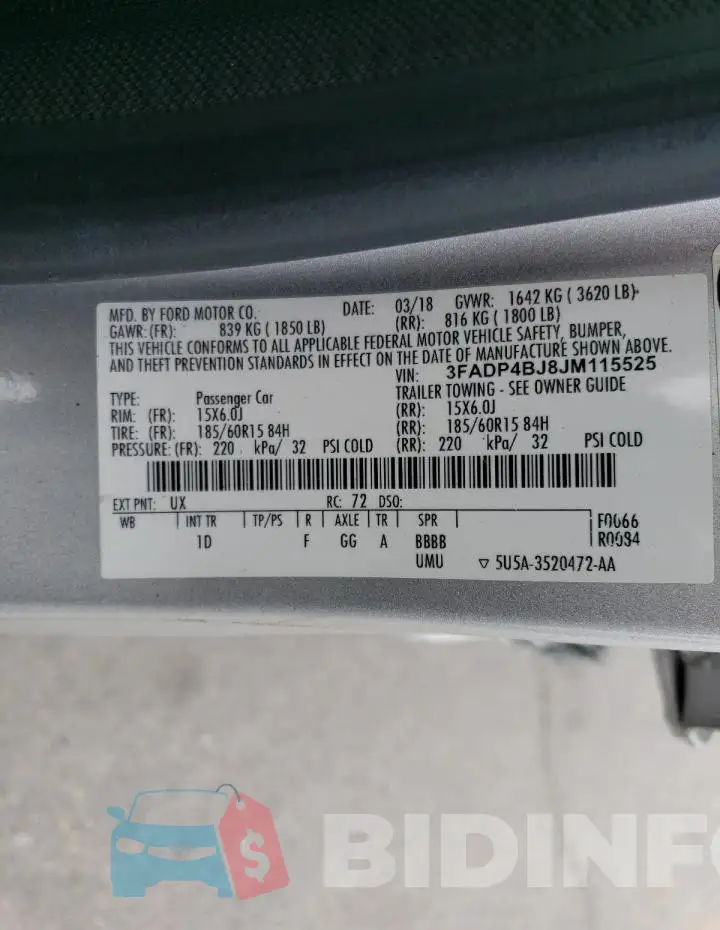 3FADP4BJ8JM115525 Photo# 12