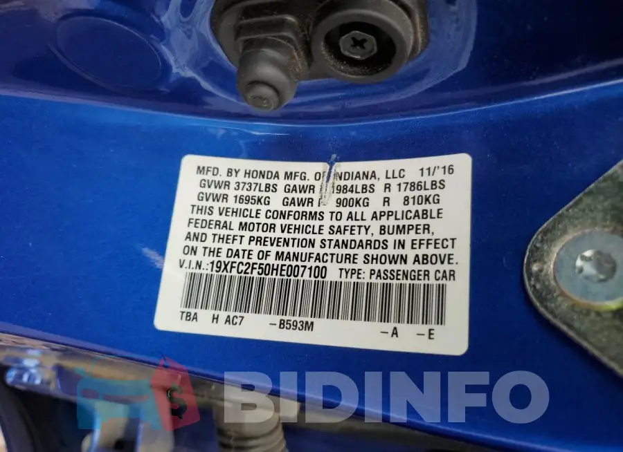 19XFC2F50HE007100 Photo# 12