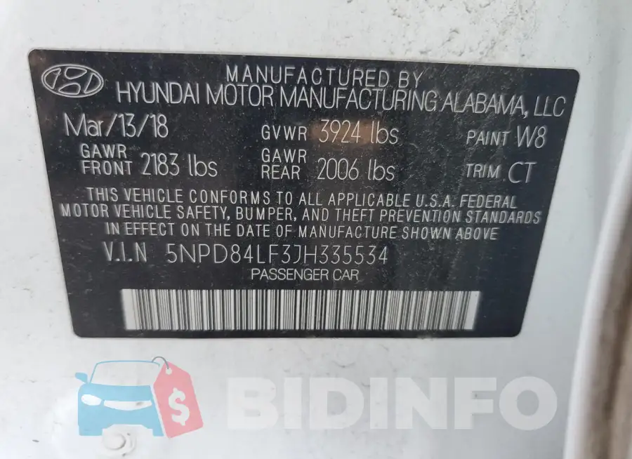 5NPD84LF3JH335534 Photo# 12