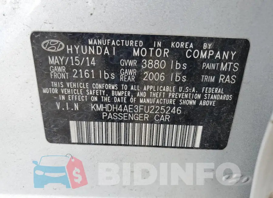 KMHDH4AE3FU225246 Photo# 12