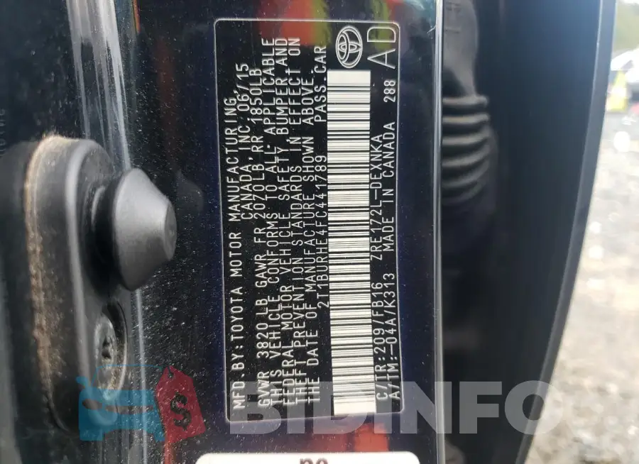 2T1BURHE4FC441789 Photo# 12