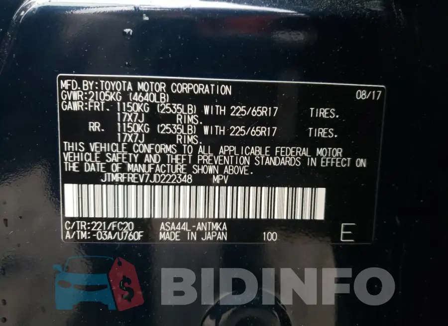JTMRFREV7JD222348 Photo# 13