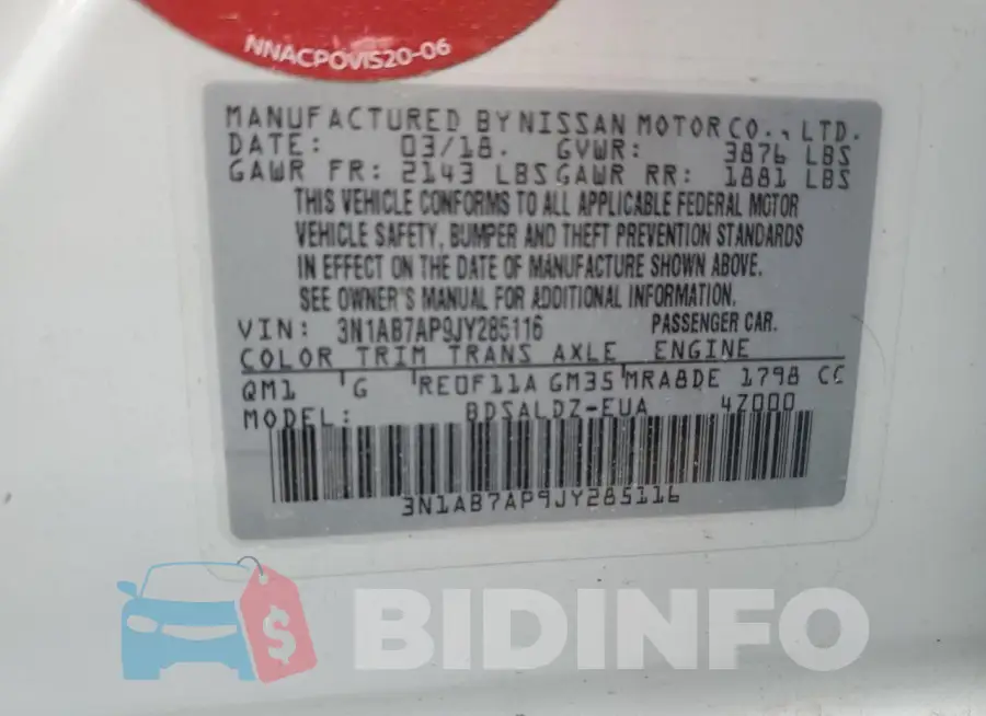 3N1AB7AP9JY285116 Photo# 12