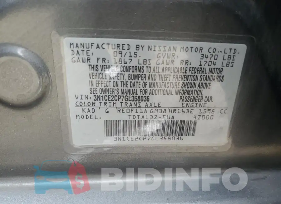 3N1CE2CP7GL358036 Photo# 12