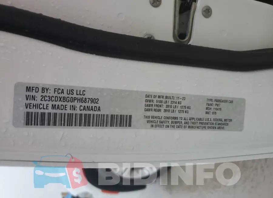 2C3CDXBG0PH687902 Photo# 12