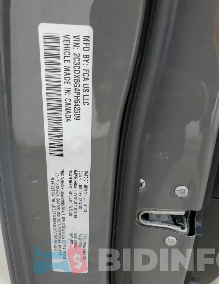 2C3CDXBG4PH642509 Photo# 12