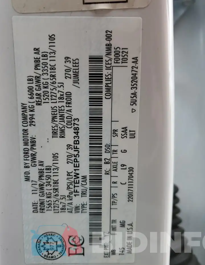 1FTEW1EP5JFB34873 Photo# 12