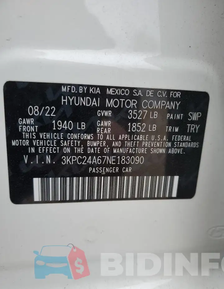 3KPC24A67NE183090 Photo# 12