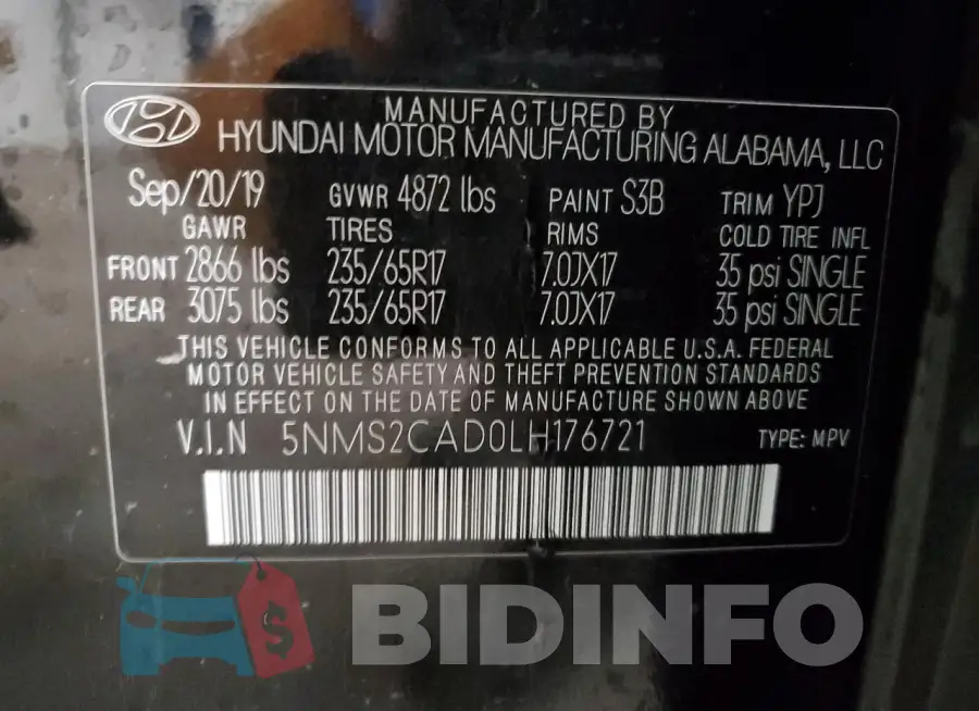 5NMS2CAD0LH176721 Photo# 13