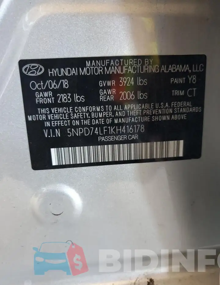 5NPD74LF1KH416178 Photo# 13
