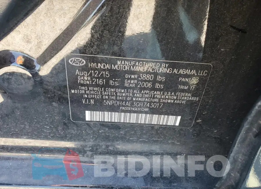 5NPDH4AE3GH743017 Photo# 12