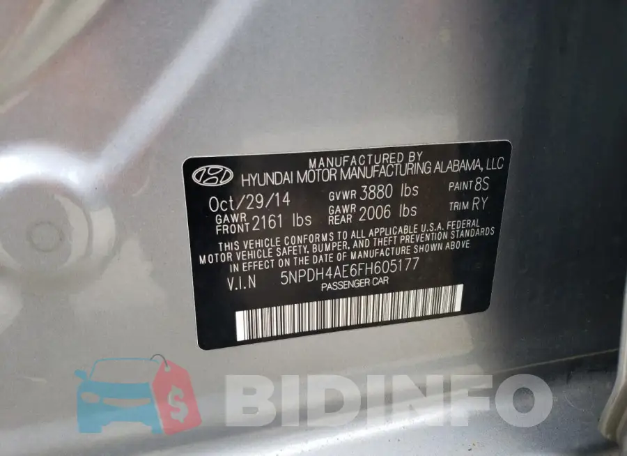 5NPDH4AE6FH605177 Photo# 12
