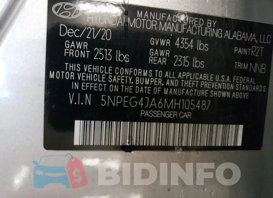 5NPEG4JA6MH105487 Photo# 12