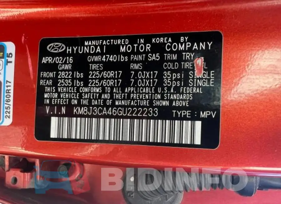 KM8J3CA46GU222233 Photo# 10