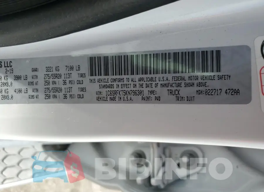 1C6SRFKT5KN796301 Photo# 13
