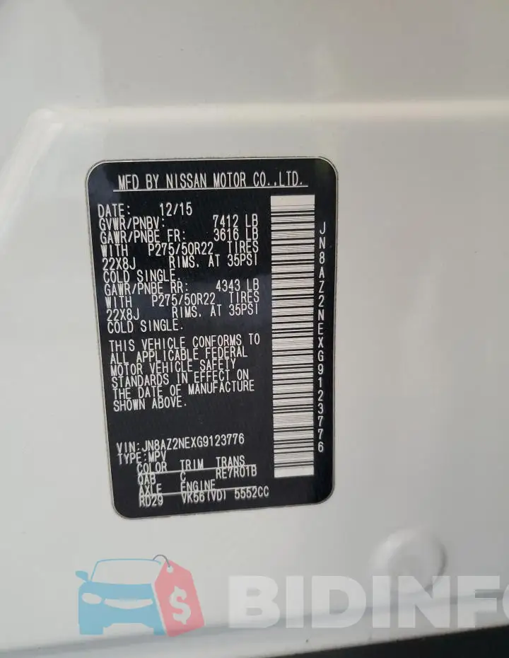 JN8AZ2NEXG9123776 Photo# 13