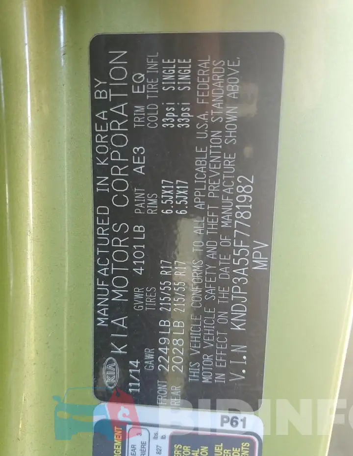 KNDJP3A55F7781982 Photo# 12