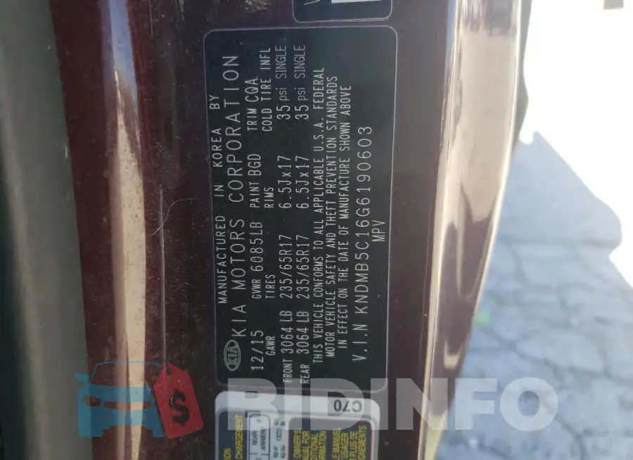 KNDMB5C16G6190603 Photo# 13