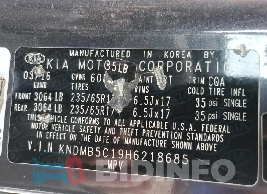 KNDMB5C19H6218685 Photo# 13