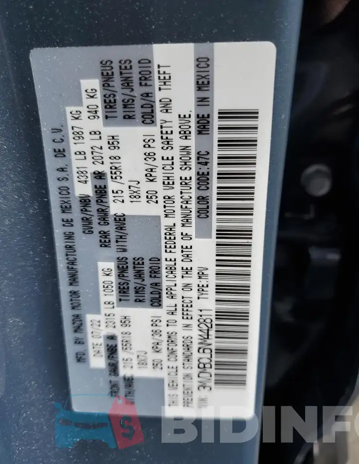 3MVDMBCL6NM442811 Photo# 12