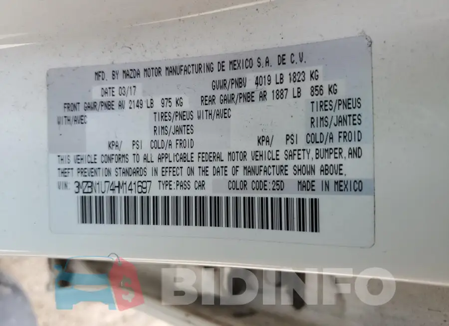 3MZBN1U74HM141697 Photo# 12