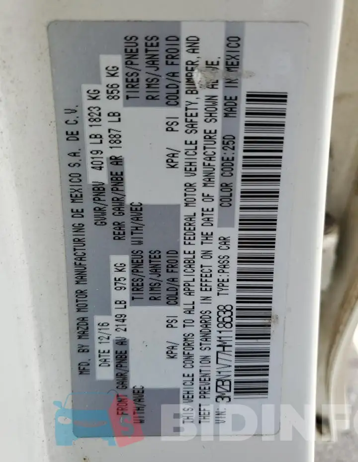 3MZBN1V77HM118638 Photo# 12