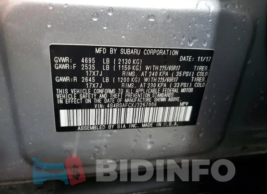 4S4BSAFCXJ3267006 Photo# 12