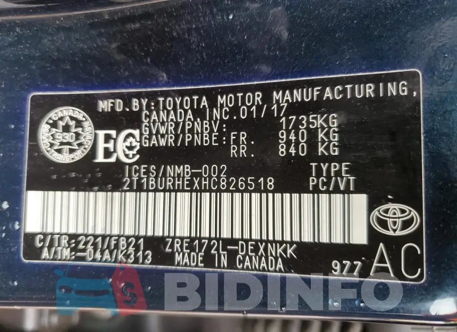 2T1BURHEXHC826518 Photo# 13