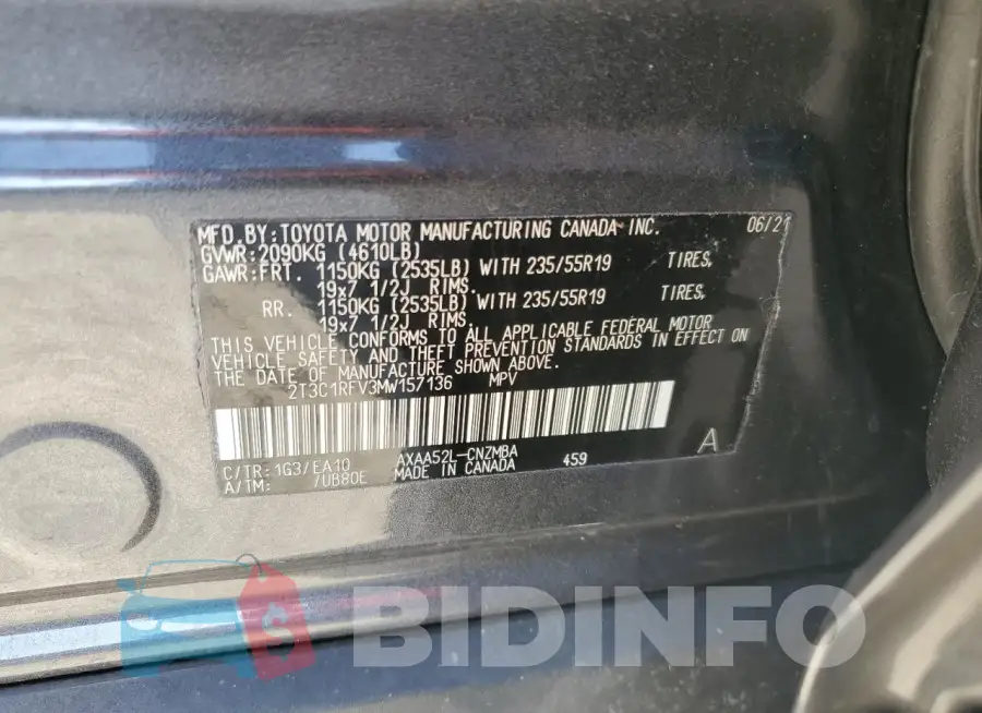 2T3C1RFV3MW157136 Photo# 13