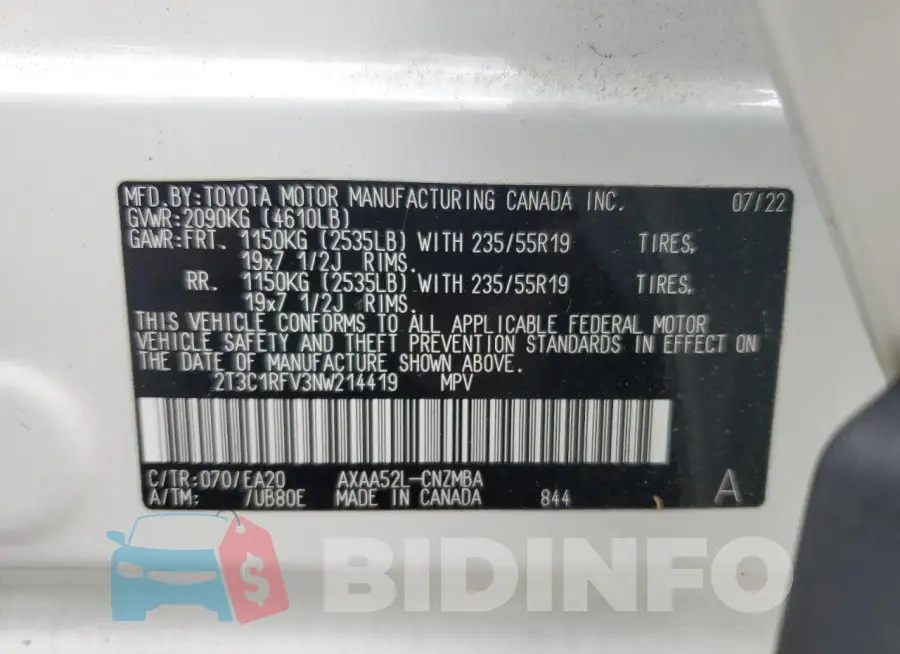 2T3C1RFV3NW214419 Photo# 13