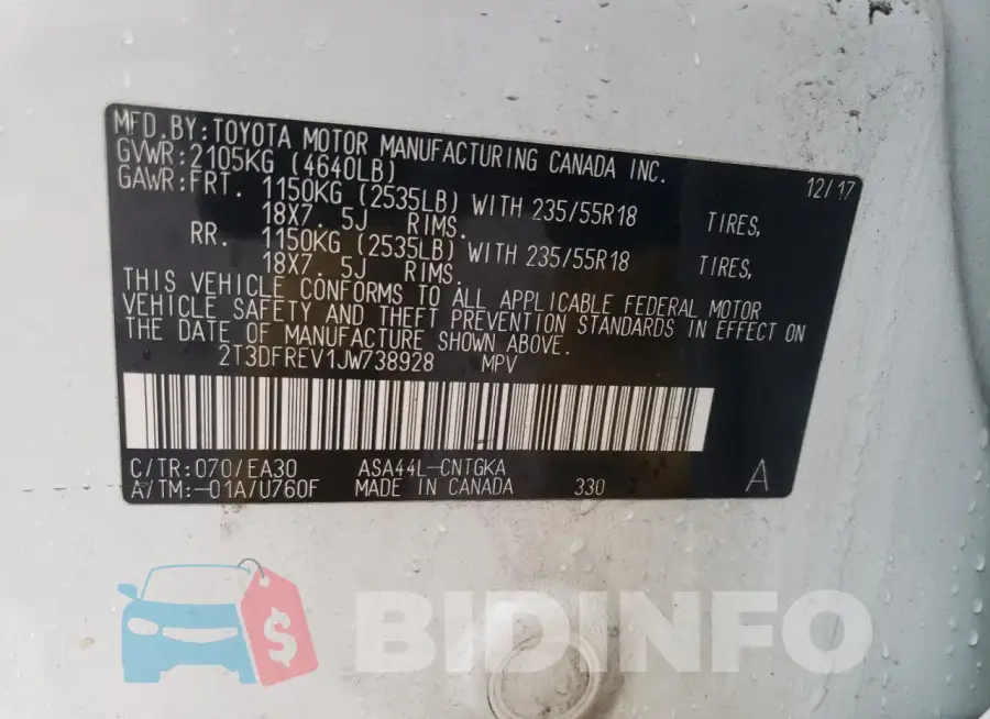2T3DFREV1JW738928 Photo# 13